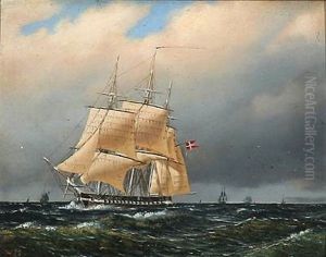 Seascape With A Danish Naval Ship