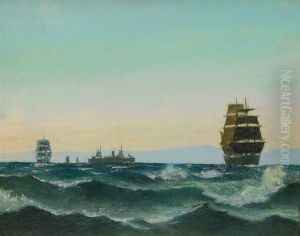 Steam Sailer And Three-masters Offshore