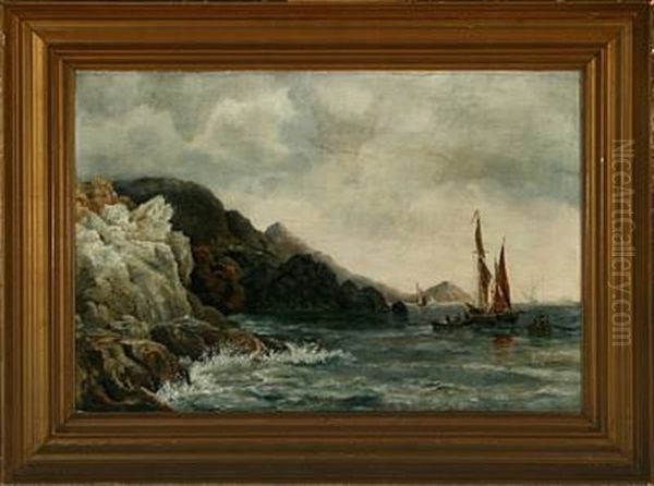 Rocky Coast With Sailing Ship - view 1