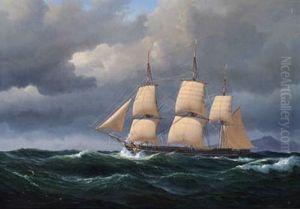 A Bark In North Sea, Evening by Vilhelm Melbye