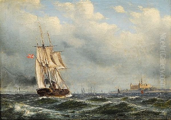 Danische Dampfkorvette Vor Kronborg - view 1