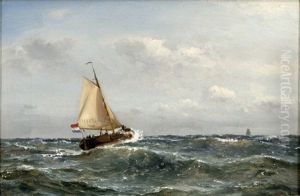 Oprort Hav Med Hollandsk Fiskerbad by Vilhelm Melbye