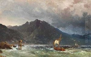 Norsk Kystparti Med Nordlandsjekte I Hardt Vejr by Vilhelm Melbye