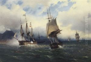 Warships In The Mediterranean Signalling Their Arrival Off Naples