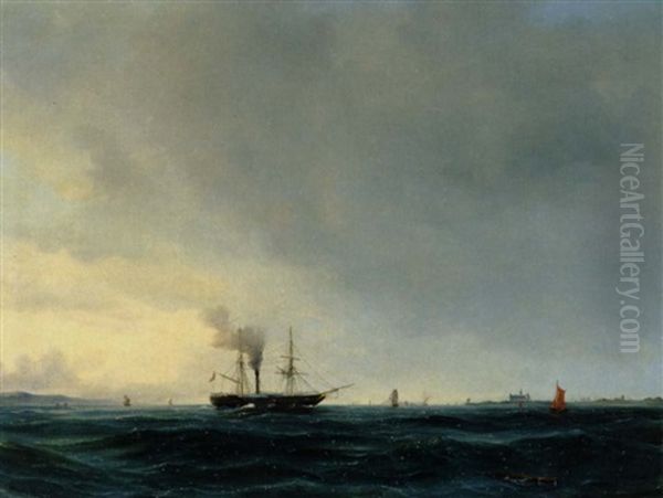 Livlig Trafik I Sundet. I Baggrunden Kronborg - view 1