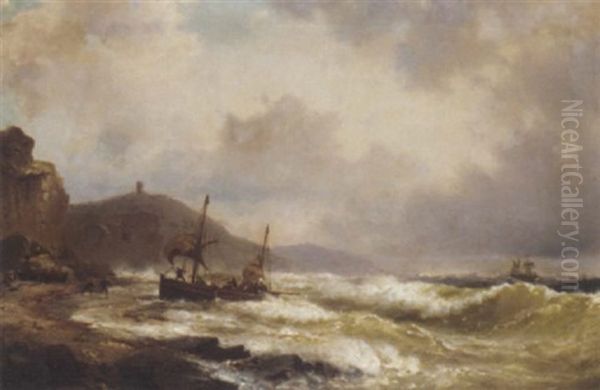 Running Up The Beach In A Heavy Swell - view 1