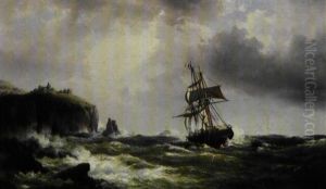 Ships In Distress Off The Lands End, Cornwall by Vilhelm Melbye