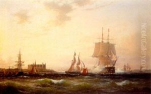 Sea Battle Outside Kronborg by Vilhelm Melbye