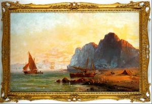 Optrukne Bade Pa Stranden Ved Gibraltar