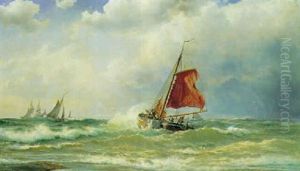 Marine Med Hollandsk Fiskekutter I Forgrunden by Vilhelm Melbye