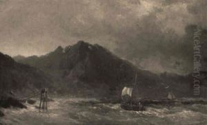 Kystparti Med Skibe by Vilhelm Melbye