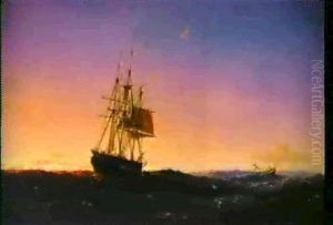 Segelfartyg I Aftonljus by Vilhelm Melbye