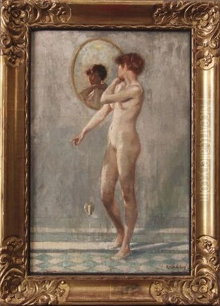 Femme Nue Debout Devant Un Miroir - view 1