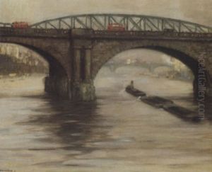 Buses Crossing Blackfriars Bridge by Franz Melchers