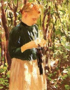 Girl Knitting by Gari Julius Melchers