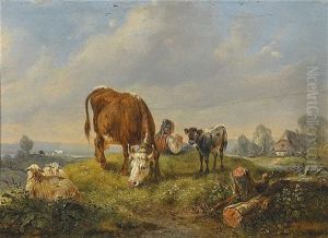 Hirtin Mit Vieh Auf Der Weide by Wilhelm Melchior