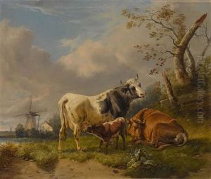 Kuhe In Niederlandischer Landschaft by Wilhelm Melchior