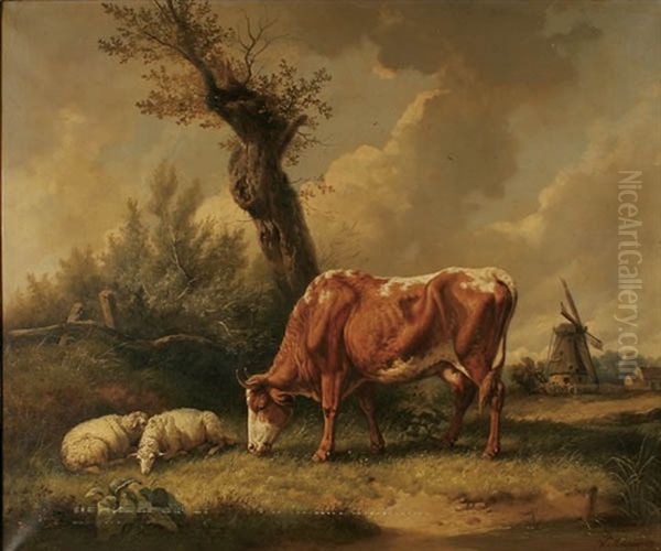 Pastoral Scene With Sheep And Cows - view 1