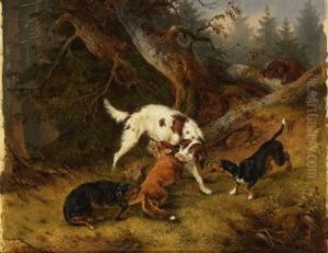 Jagdhunde Haben Eine Fuchs Gefangen by Wilhelm Melchior