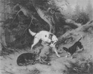 Hunde Stellen Einen Fuchs by Wilhelm Melchior