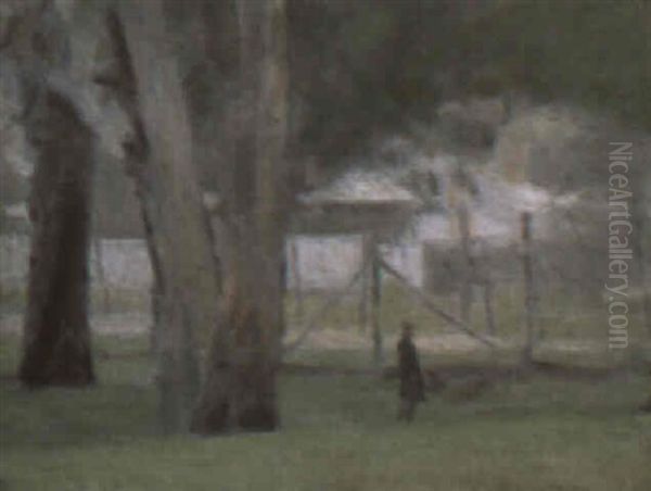 Parkland With Figure Strolling - view 1