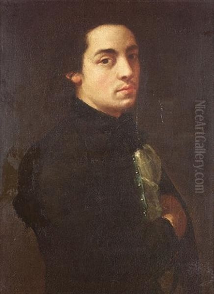 Portrait Of A Gentleman In A Dark Blue Coat And White Cravat - view 1