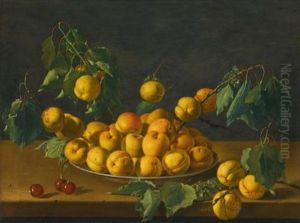 Still Life With Apricots And Cherries by Luis Melendez