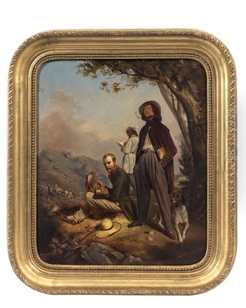 "excursion D'artistes" Ou Autoportrait Avec Gustave Courbet - view 1