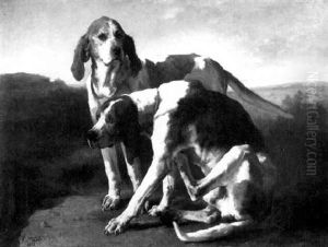 Couple De Chiens by Joseph Urbain Melin