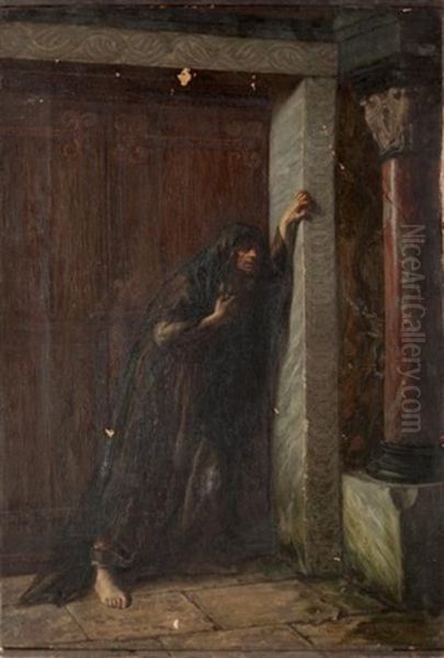 Femme Pleurant Devant Une Porte - view 1