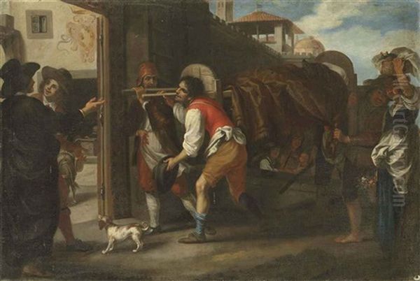 An Episode From The Stories Of The Pievano Arlotto: The Pievano Arlotto Smuggling A Wild Boar Into The City Of Florence - view 1