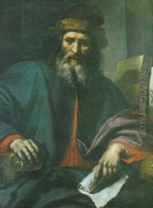 Ritratto Di Un Farmacista In Poltrona, Con Cappello Viola Bordato Di Pelliccia Ed Abito Rosso
