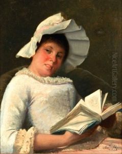 Jeune Femme A La Coiffe Blanche Lisant by Henri Van Melle