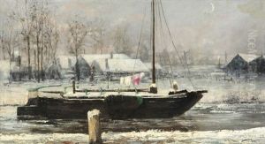 Chaloupe Ammaree En Hiver by Henri Van Melle