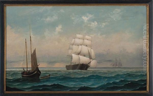 Ship At Sail With Fishing Boat And Schooner - view 1