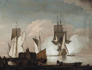 A British Man-o-war Firing Canons