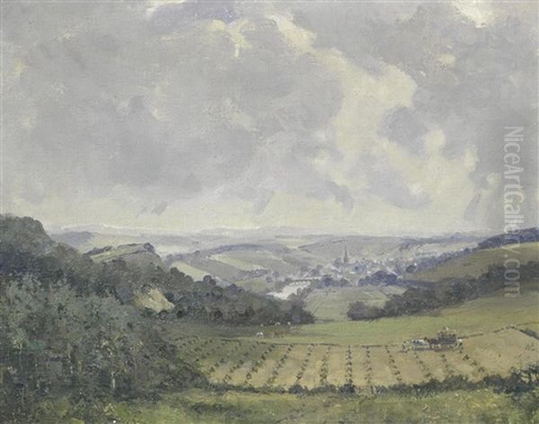 Farm Scene With Village Beyond - view 1
