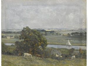 Broadland Landscape With Cattle by Campbell A. Mellon