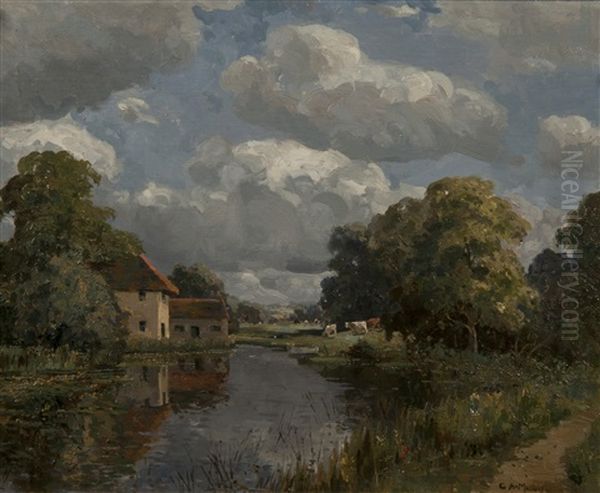 Cattle Beside A Mill Pool - view 1
