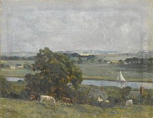 Cattle In A Landscape With River Beyond Cattle In A Landscape With River Beyond
