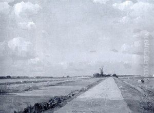 Extensive Landscape With A Windmill by Campbell A. Mellon