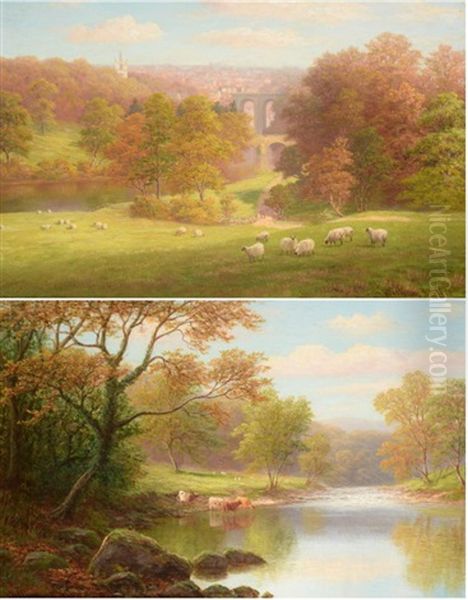 "knaresborough From Bilton Fields", "on The Wharfe Bolton Woods, Yorkshire" - view 1