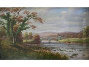 Bolton Bridge From The Wharfe, Bolton Abbey, Yorkshire by William Mellor