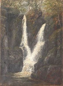 Small Waterfall In The Woods by William Mellor