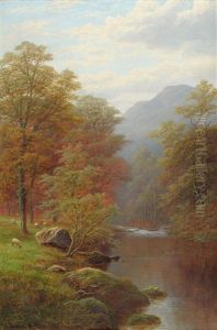 On The Rothay, Westmorland, Near Ambleside by William Mellor
