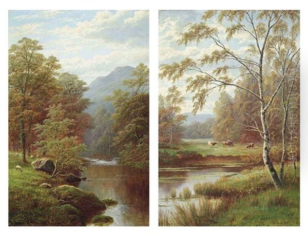 View Near Rokeby, Barnard Castle (+ On The Rothay, Westmoreland, Near Ambleside; Pair) - view 1