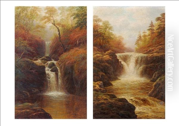 Upper Falls Rydal Ghyll, Rydal, Westmorland (+ Skelwith Force, Nr Ambleside, Westmorland; Pair) - view 1