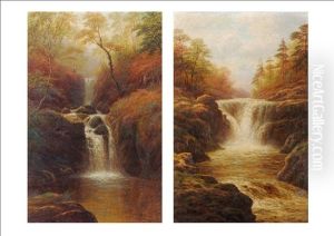Upper Falls Rydal Ghyll, Rydal, Westmorland (+ Skelwith Force, Nr Ambleside, Westmorland; Pair) by William Mellor