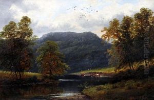 View Of A Welsh River Valley (+ Untitled (cattle Watering); Pair)