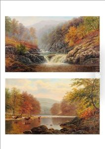 On The Wharfe, Bolton Woods, Yorkshire (+ View On The Llugwy, North Wales; Pair) by William Mellor